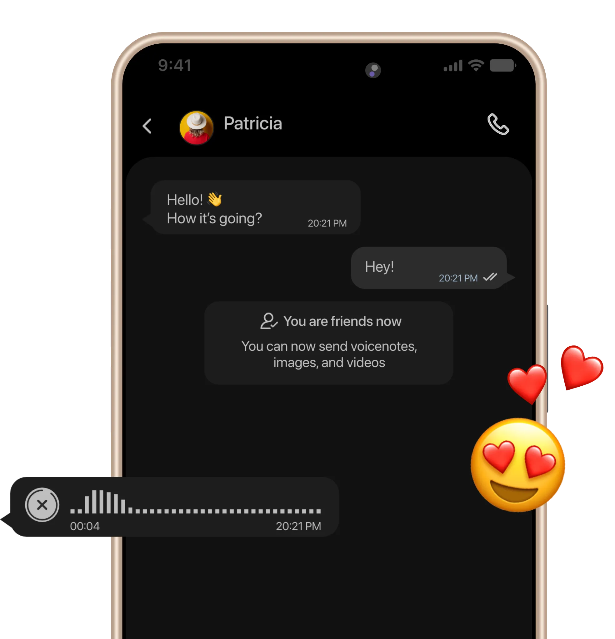 Chat preview with Heart Eyes Emoji